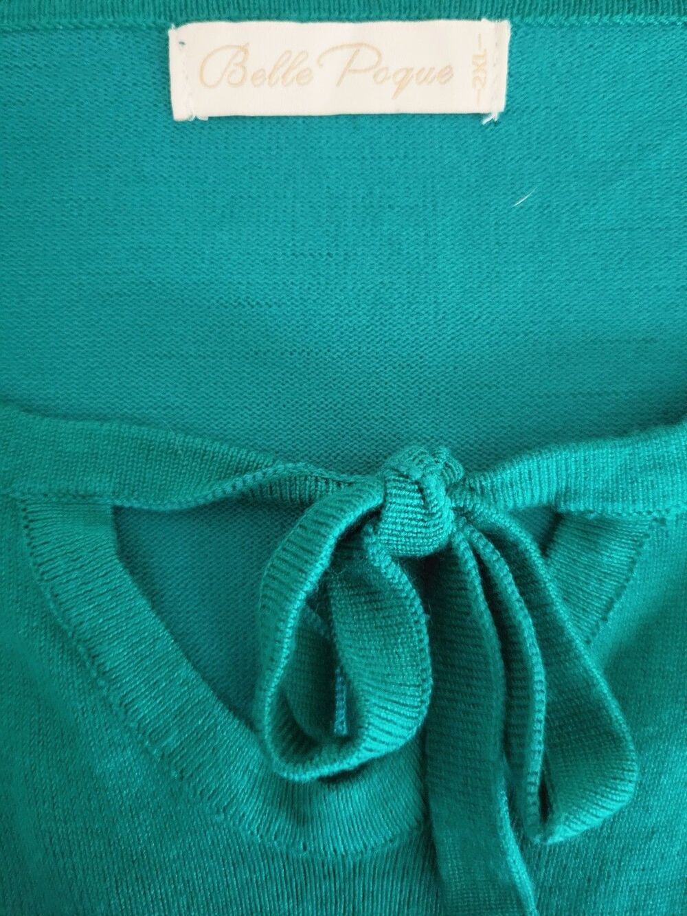 Belle Poque Toucan Sweater Women's XL Green Tie Neck 3/4 Sleeve Tropical Knit - Picture 4 of 6